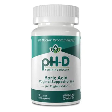 pH-D Feminine Health - 600 mg Boric Acid Suppositories - Woman Owned - for Vaginal Odor Use - 12 Count pH-D Feminine Health Support Au supplements