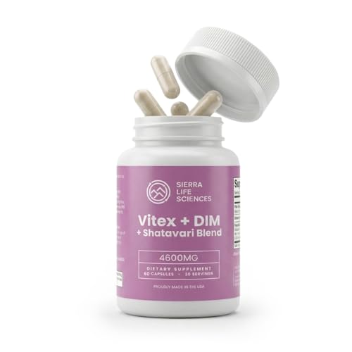 SIERRA LIFE SCIENCES Hormonal Balance Blend for Women – Vitex, DIM, Shatavari + Adaptogenic Support – Menstrual & Menopause Relief – Vegan, Clean-Label Formula – 4600mg – (Pack of 3) SIERRA LIFE SCIENCES Au supplements