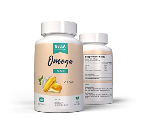 Bella All Natural Omega 3 6 9 with Garlic Oil - 200 Softgels Bella All Natural Au supplements
