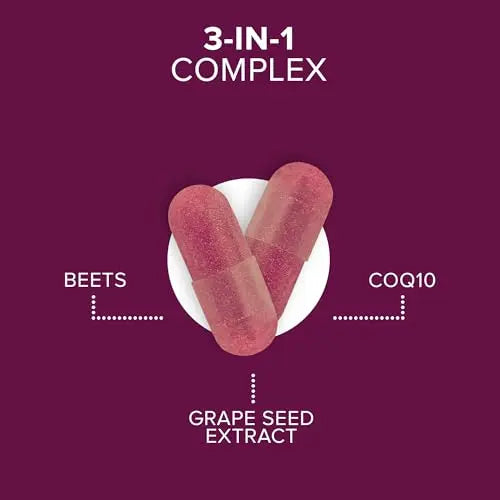 Qunol Beets Capsules for Blood Pressure Support, 3 in 1 Beets + CoQ10 + Grape Seed Qunol Au supplements