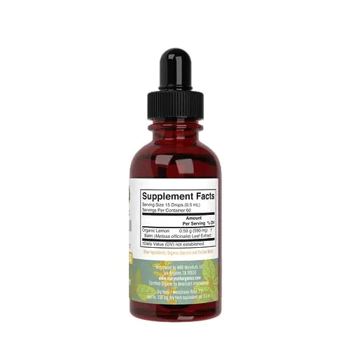 MaryRuth Organics Lemon Balm Leaf Liquid Extract | Mood Support | Relaxation | Calming | Nervine Herbal | Lemon Balm Tincture | USDA Organic | Vegan | Non-GMO | Gluten Free | 1 Fl Oz MARYRUTH'S Au supplements