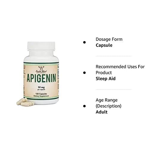 Apigenin Supplement - 50mg per Capsule, 120 Count (Powerful Bioflavonoid Found Double Wood Supplements Au supplements