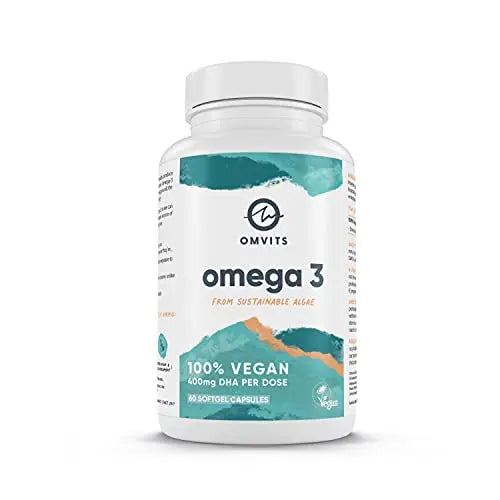 Omvits Vegan Omega 3 DHA from Algae Oil 1000mg - 60 Softgel Capsules with Vitamin E Omvits Au supplements