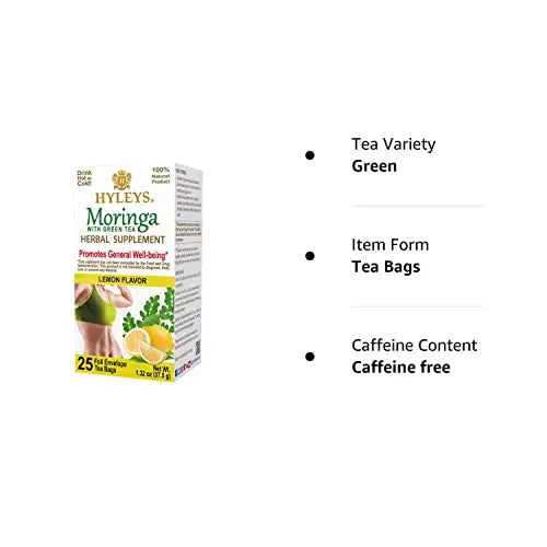 Hyleys Tea Moringa Oleifera with Lemon Flavor - 25 Tea Bags (Miracle Tree Tea) HYLEYS Au supplements