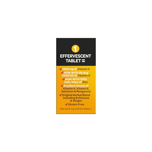 Vitamin C 1000mg (per serving) - Airborne Very Berry Effervescent Tablets (36 count in a box), Gluten-Free Immune Support Supplement, With Vitamins A C E, ZINC, Selenium, Echinacea & Ginger Airborne Au supplements