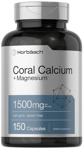 Coral Calcium 1500mg 150 Capsules | Plus Magnesium | Non-GMO, Gluten Free Supplement Horbäach Au supplements