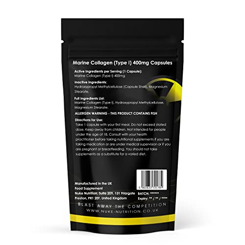 Nuke Nutrition Marine Collagen Capsules - 400mg - 60 Capsules - High Strength Collagen Nuke Nutrition Au supplements