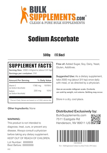 BulkSupplements.com Sodium Ascorbate Powder - Antioxidant Powder - Sodium Ascorbate Bulksupplements Au supplements