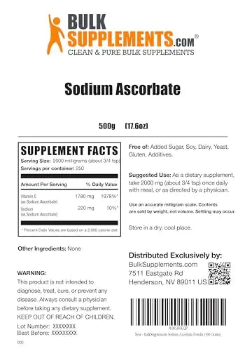 BulkSupplements.com Sodium Ascorbate Powder - Antioxidant Powder - Sodium Ascorbate Bulksupplements Au supplements