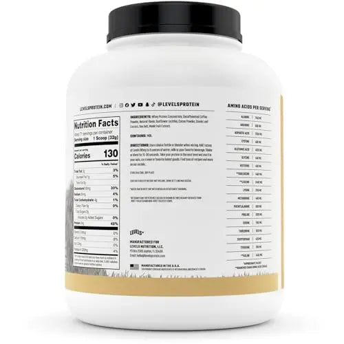 Levels Grass Fed 100% Whey Protein, No Hormones, Cappuccino, 5LB Levels Nutrition Au supplements