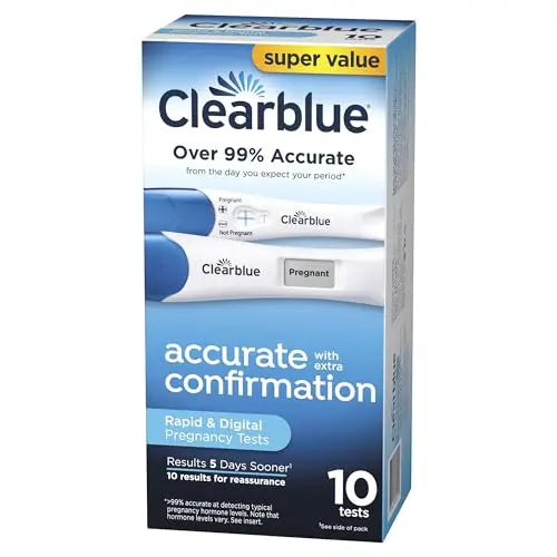 Clearblue Pregnancy Test Combo Pack, 10ct - Digital with Smart Countdown & Rapid Clearblue Au supplements