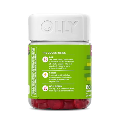 OLLY Daily Energy Gummy, Caffeine Free, Vitamin B12, CoQ10, Goji Berry, Adult Chewable Supplement, Tropical Flavor - 60 Count OLLY Au supplements