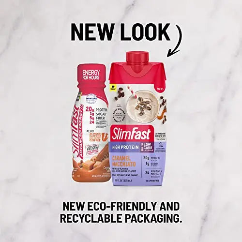 SlimFast Protein Shake with Caffeine, Caramel Macchiato- 20g Protein, Meal Replacement SlimFast Au supplements