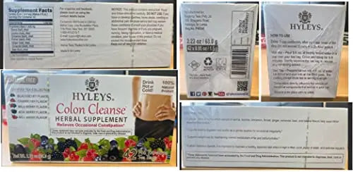 Hyleys Colon Cleanse Tea Assorted Flavors - 42 Tea Bags (1 Pack) HYLEYS Au supplements