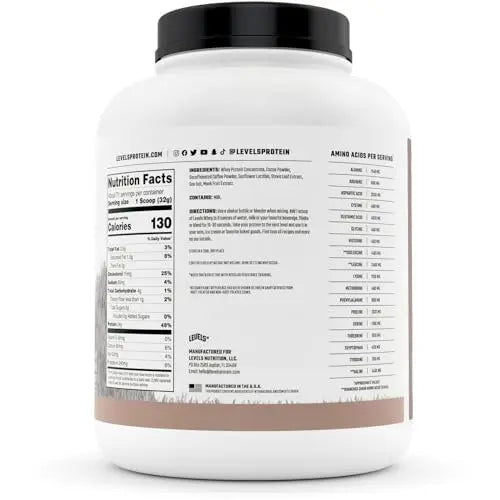 Levels Grass Fed 100% Whey Protein, No Hormones, Chocolate Mocha, 5LB Levels Nutrition Au supplements