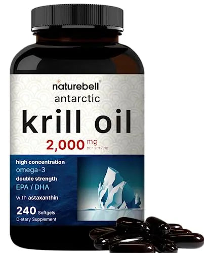 Antarctic Krill Oil 2000mg Supplement, 240 Softgels, 3X Strength Natural Source of Omega NatureBell Au supplements