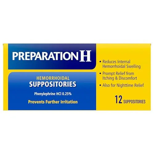 Preparation H Hemorrhoid Suppositories For Itching And Discomfort Relief - 12 Count (Pack of 1) Preparation H Au supplements