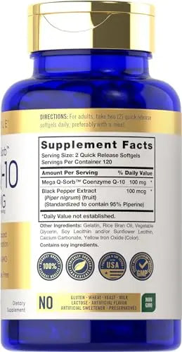 Carlyle CoQ10 100mg | 240 Softgels | Mega Q-Sorb Coenzyme Q-10 | with Black Pepper Carlyle Au supplements