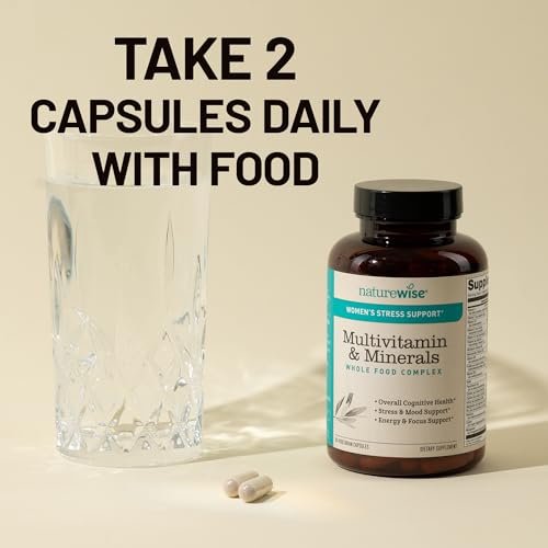 NatureWise Multivitamin for Women + Stress Support with Organic Whole Foods & Natural Minerals - B-Complex + Vitamin C + D3 K2 for Immunity, Hair, Skin & Nails - Non-GMO - 60 Capsules[30-Day Supply] NatureWise Au supplements