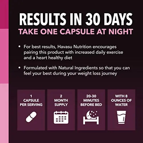 HAVASU NUTRITION Night Time Fat Burner Weight Loss Pills for Women | Appetite Suppressant for Weight Loss (+ Vitamin D, 60 Count) HAVASU NUTRITION Au supplements