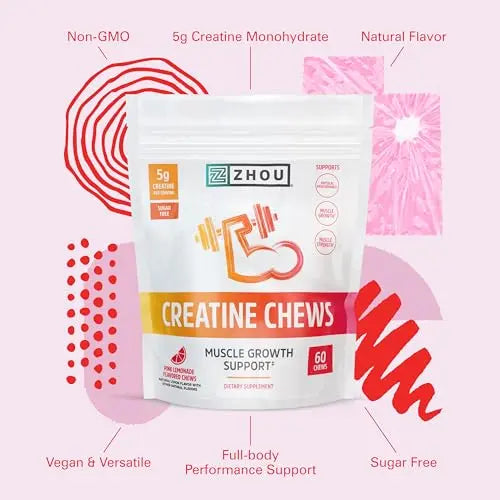 Zhou Nutrition Creatine Monohydrate Chewables 5g for Men & Women, Sugar Free Zhou Nutrition Au supplements