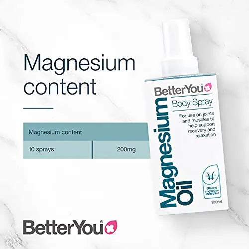 BetterYou Magnesium Oil Body Spray, Pure and Natural Source of Magnesium Chloride BetterYou Au supplements