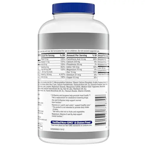 Centrum Silver Men's 50+ Multivitamin with Vitamin D3, B-Vitamins, Zinc for Memory and Cognition - 200 Tablets Centrum Au supplements