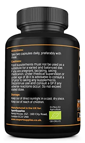 Organic Turmeric Capsules High Strength and Black Pepper with Active Curcumin SS Sport Supplies Au supplements