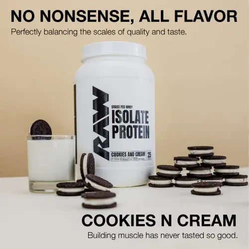 RAW Whey Isolate Protein Powder, Cookies N Cream - 100% Grass-Fed Sports Nutrition RAW Au supplements