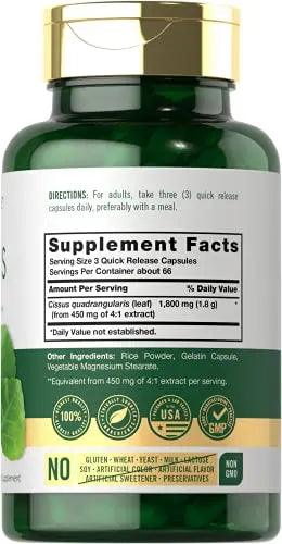 Carlyle Cissus Quadrangularis 1800mg | 200 Capsules | Traditional Herb Extract Carlyle Au supplements