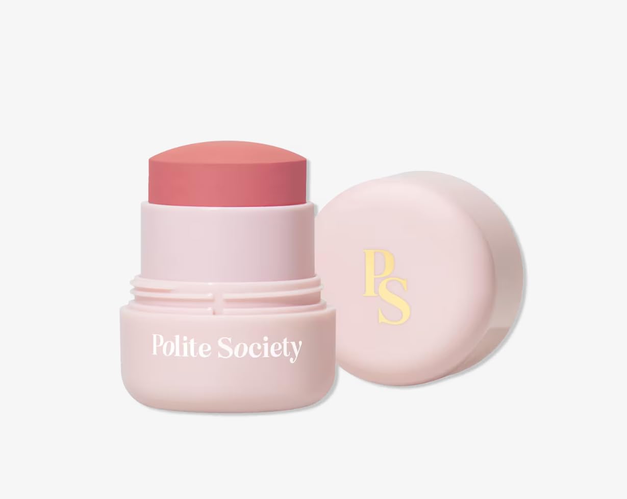 Polite Society Polite Pops Powder Blush Stick, Hybrid Cream to Powder Formula, Buildable Color with Coastal Plant and Vitamin E,Paris baby pink Aus Healthcare Au supplements