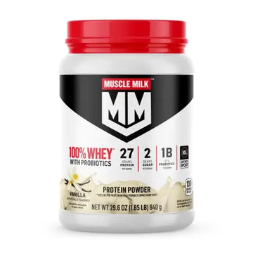 Muscle Milk 100% Whey With Probiotics Protein Powder, Vanilla, 1.85 Pound, 23 Servings Muscle Milk Au supplements