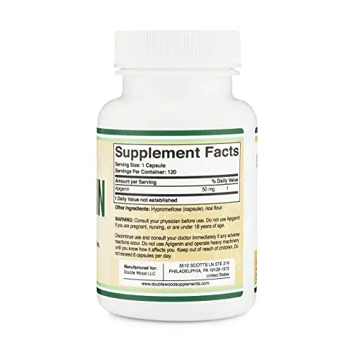 Apigenin Supplement - 50mg per Capsule, 120 Count (Powerful Bioflavonoid Found Double Wood Supplements Au supplements