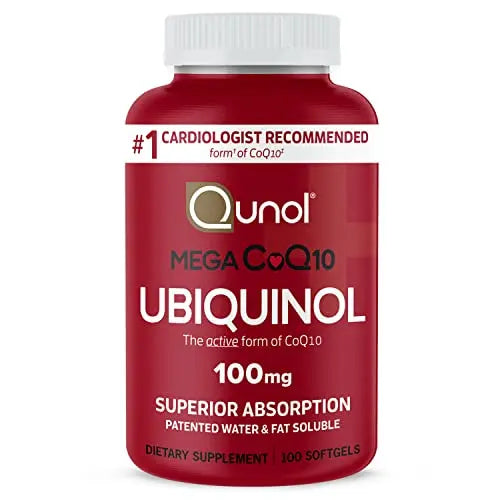 Qunol Mega Ubiquinol 100mg CoQ10, Superior Absorption, Patented Water and Fat Soluble Qunol Au supplements