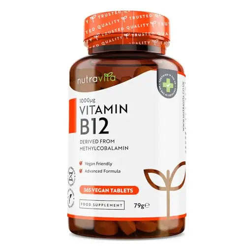 Vitamin B12 1000mcg - 365 High Strength Vegan Tablets (1 Year Supply) - Max Strength Nutravita Au supplements