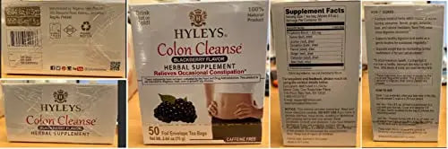Hyleys Colon Cleanse Tea Blackberry Flavor - 50 Tea Bags (6 Pack - 300 Tea Bags Total) HYLEYS Au supplements