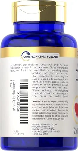 Carlyle CoQ10 100mg | 240 Softgels | Mega Q-Sorb Coenzyme Q-10 | with Black Pepper Carlyle Au supplements