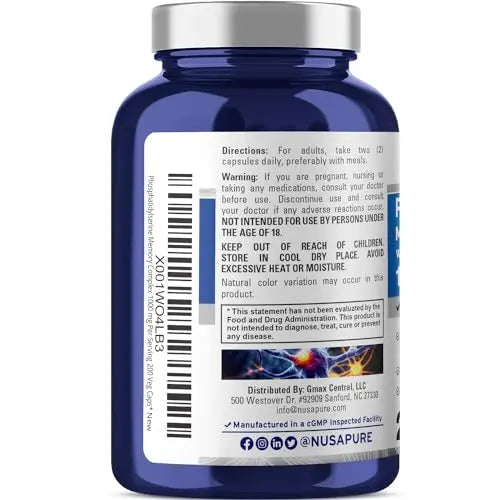 NusaPure Phosphatidylserine Memory Ultimate Complex 1000mg 200 Vegetarian Caps NusaPure Au supplements