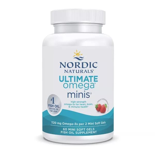 Nordic Naturals Ultimate Omega Minis, Strawberry Flavor - 60 Minis Soft Gels - 1120 mg Omega-3 - High-Potency Fish Oil Supplement - EPA & DHA - Promotes Brain & Heart Health - 30 Servings Nordic Naturals Au supplements