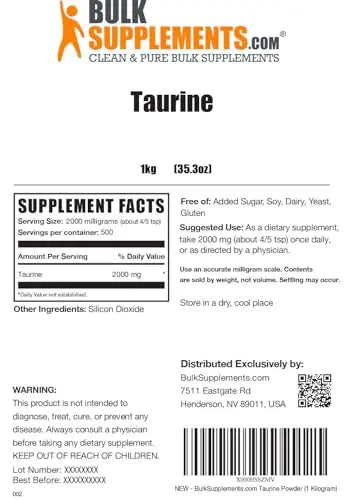 BULKSUPPLEMENTS.COM Taurine Powder - Taurine Supplement, Taurine 2000mg BULKSUPPLEMENTS.COM Au supplements