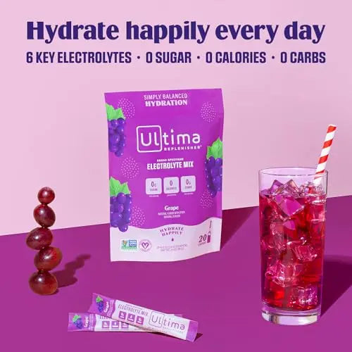 Ultima Replenisher Daily Electrolyte Drink Mix – Grape, 20 Stickpacks – Hydration Packets Ultima Replenisher Au supplements