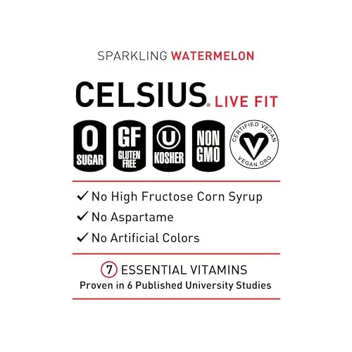 CELSIUS Sparkling Watermelon, Functional Essential Energy Drink 12 Fl Oz (Pack of 12) CELSIUS Au supplements