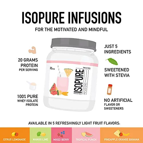 Isopure Protein Powder, Clear Whey Isolate Protein, Post Workout Recovery Drink Mix Isopure Au supplements