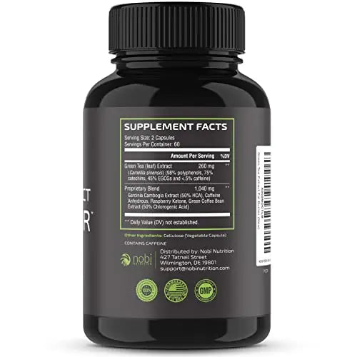 Green Tea Weight Loss Pills with Green Coffee Bean Extract | Belly Fat Burner, Metabolism Nobi Nutrition Au supplements