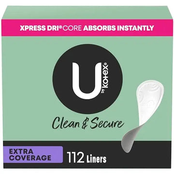 U by Kotex Clean & Secure Panty Liners, Light Absorbency, Extra Coverage, 112 Count U by Kotex Au supplements