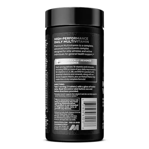 MuscleTech Platinum Multivitamin for Immune Support 18 Vitamins & Minerals Vitamins A MuscleTech Au supplements