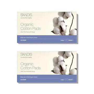 SANDIS Feminine Pad for Women - Large 48 Count 100% Organic Cotton Ultra Thin with Wings SANDIS Au supplements