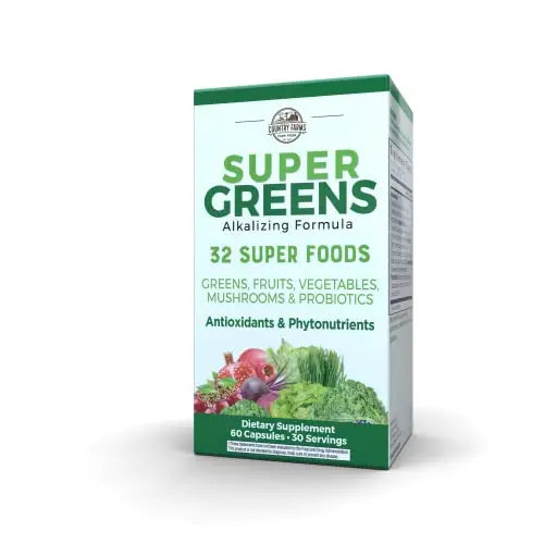 COUNTRY FARMS Super Greens Vegicaps, 32 Super Foods, Whole Food Supplement COUNTRY FARMS Au supplements