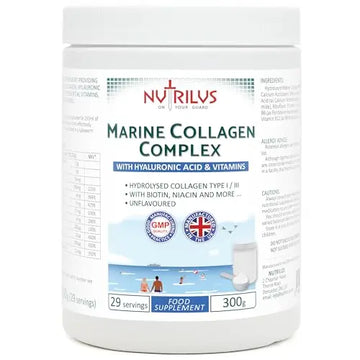 Hydrolysed Marine Collagen Powder 300g with Hyaluronic Acid and Vitamins - 29 Servings Nutrilus Au supplements