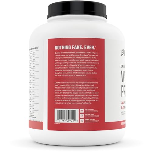 Levels Grass Fed 100% Whey Protein, No Hormones, Strawberry, 5LB Levels Nutrition Au supplements